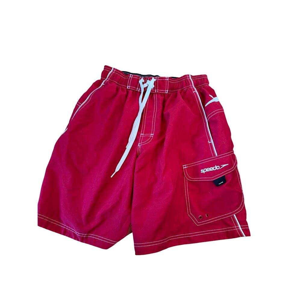 Speedo red swim trunks